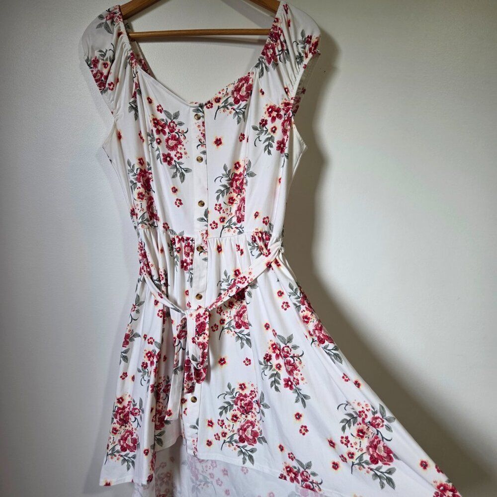 EUC NO BOUNDARIES FLORAL CAP SLEEVES SHORT BUTTONED DRESS XL